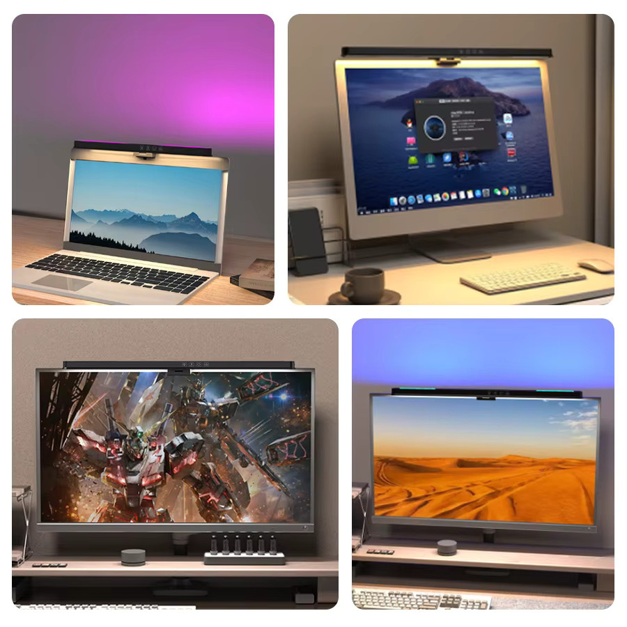 GGBEE LED Monitor Lampe mit stufenloser Dimmung und Touch-Steuerung, Schwarz, Monitor-Hängeleuchte für Home Office und Studium - Bild 2