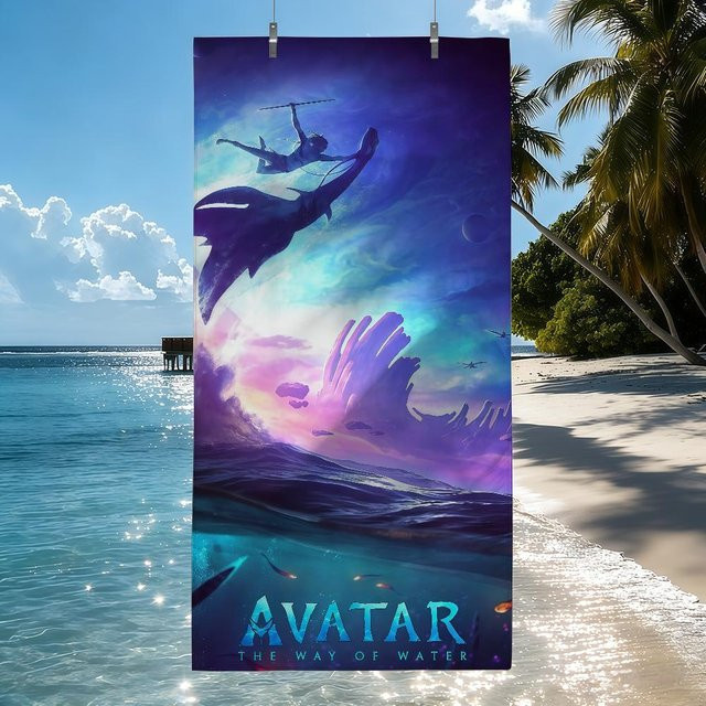 Schnelltrocknendes Strandhandtuch Avatar Design aus Polyester, B/H: 65 x 115 cm, Mehrfarbig - Bild 1