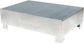 STIER Auffangwanne verzinkt für 2x200l Fässer, Farbe: Silber, B/T/H: 120 x 80 x 36 cm - Bild 1