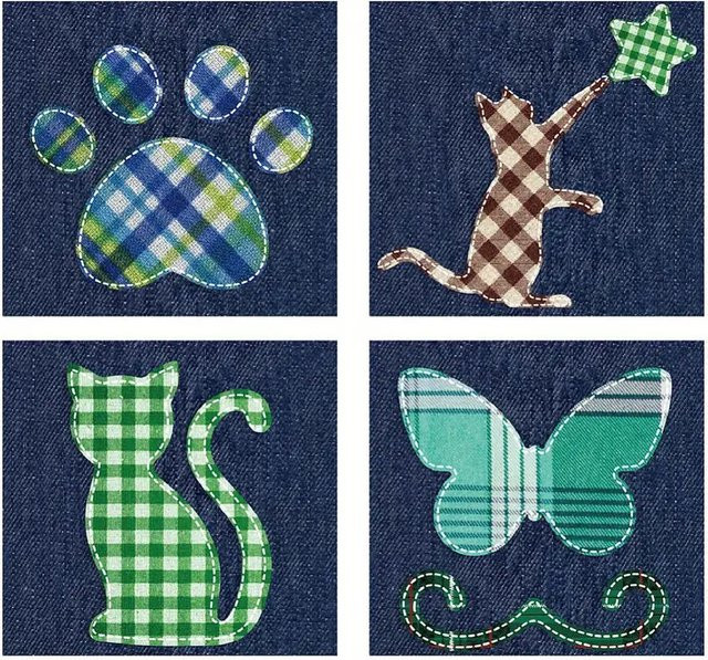 YOMDID 4 Stück Quilt-Vorlage aus transparentem Acryl mit Katzenmuster, Stern, Schmetterling und Pfotenabdruck für DIY-Projekte - Bild 1