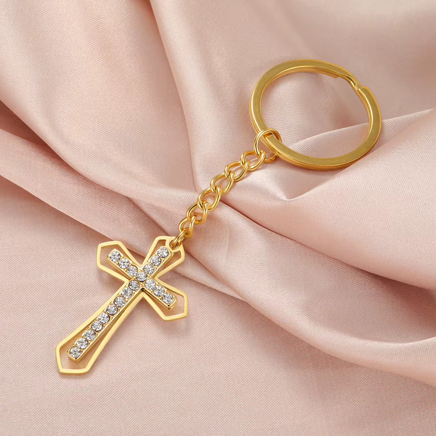 Dawapara Schlüsselanhänger Kreuz, Strass, Edelstahl, Unisex - Bild 2