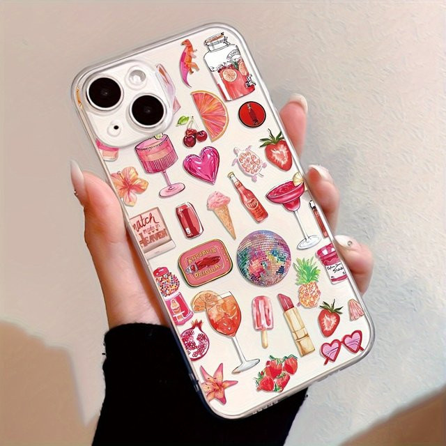 Transparente TPU-Handyhülle mit rotem Herz-Eismuster für iPhone 11 bis iPhone 17 Pro Max - Bild 1