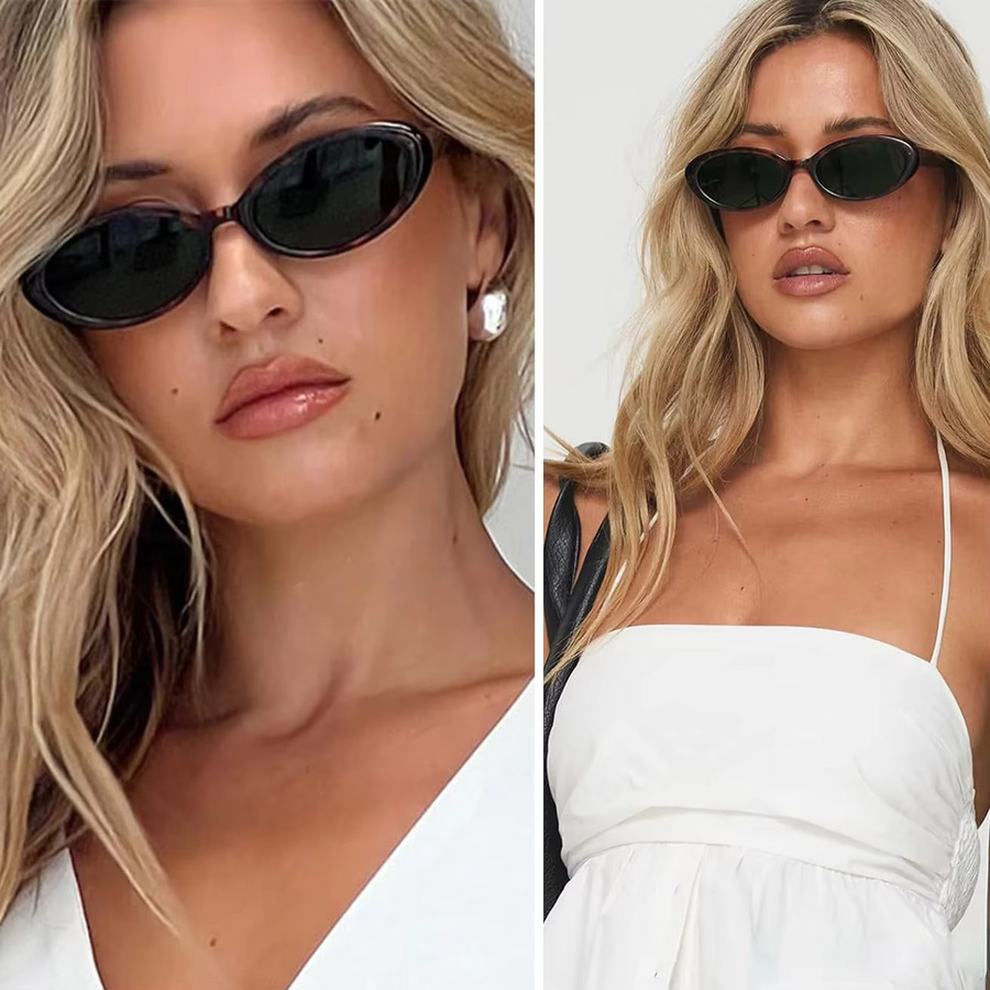 Ovale Retro-Sonnenbrille, Unisex, Vollrand, Kunststoff, Schwarz - Bild 3