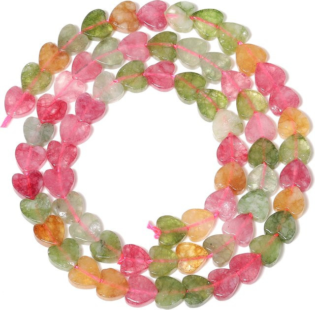xilitata Turmalin-Perlen, bunt, herzförmig, 6 mm, 15'' - Bild 1