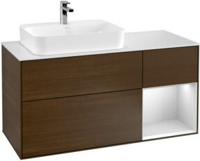 V&B Waschtischunterschrank Finion mit Wandbeleuchtung, Farbe Weiß lackiert, Breite: 120 cm, Tiefe: 50,1 cm, Höhe: 50,1 cm - Bild 1