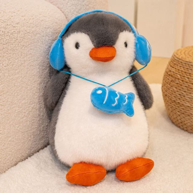 Simulations-Pinguin-Puppe mit Kopfhörern, Plüschtier, ab 14 Jahre - Bild 1
