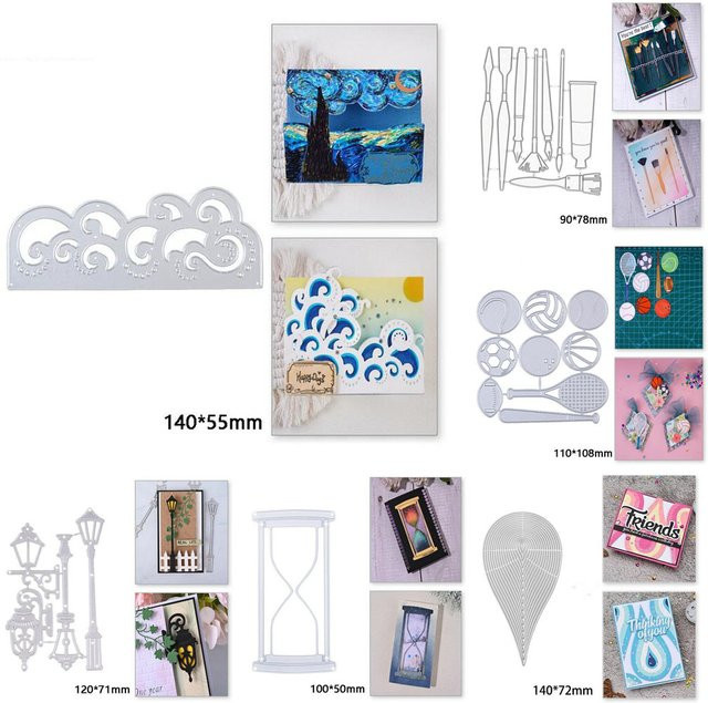 Metall-Stanzform für Papierhandwerk in Silber mit Ozean-Wellen- und Strandmotiven - Bild 1