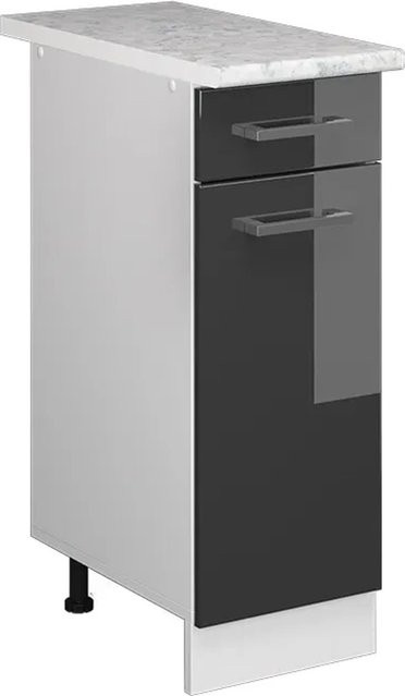 Vicco Küchenunterschrank R-Line Anthrazit Hochglanz Weiß Marmor B: 30 cm, H: 82 cm, T: 60 cm - Bild 1