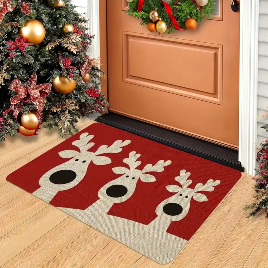 VIKAMA Weihnachts-Willkommens-Bodenmatte für Innen und Außen, rote Design-Fußmatte aus Polypropylen, B/T: 60 x 40 cm - Bild 2