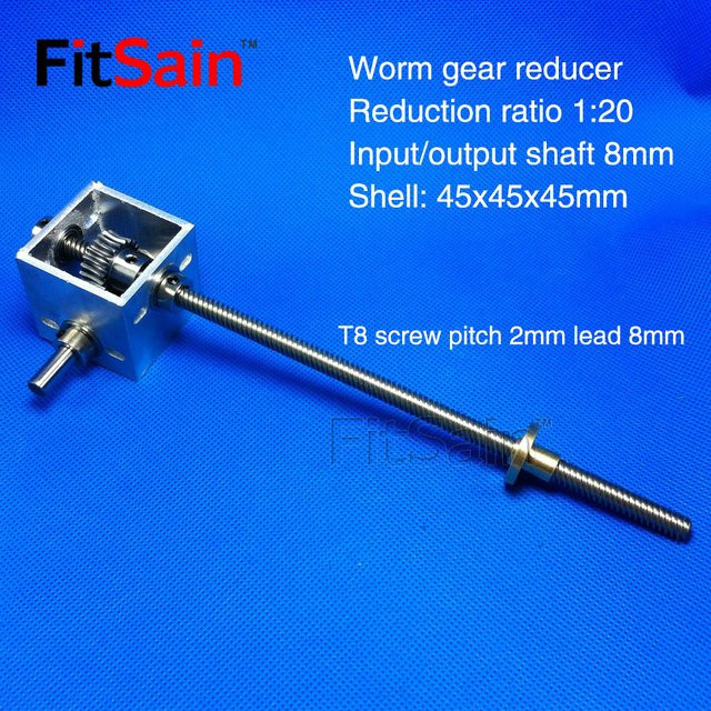 FitSain-1 Schneckengetriebe T8 Schraubenreduzierer Metallgetriebe mit Ratio 20 in Silber - Bild 1