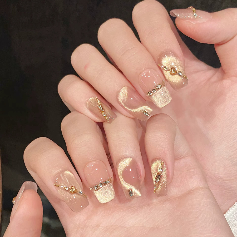 YADORNOS Press on Nails, Nude, Schimmernd, Damen - Bild 3