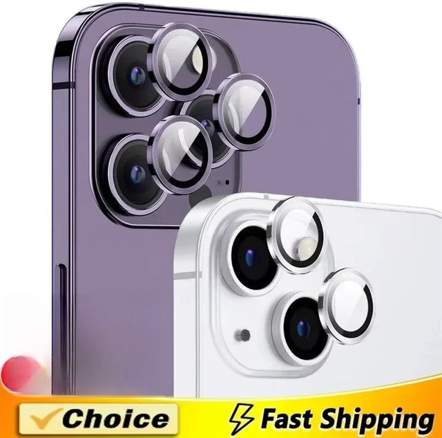 Metall-Objektivschutzglas Set für iPhone 15 16 17 Pro Max Mini und iPhone 16 15 Plus in Gold - Bild 1