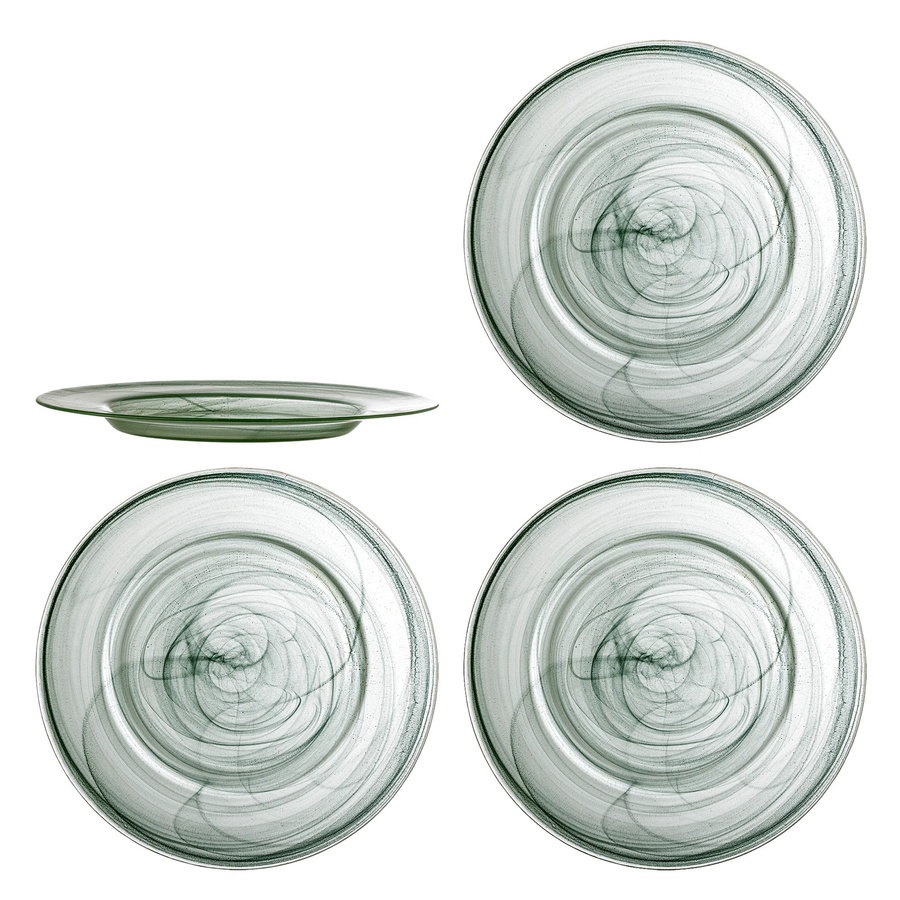 Bloomingville Teller Amelie aus grünem Glas Ø 33 cm - 4 Stück - Bild 1