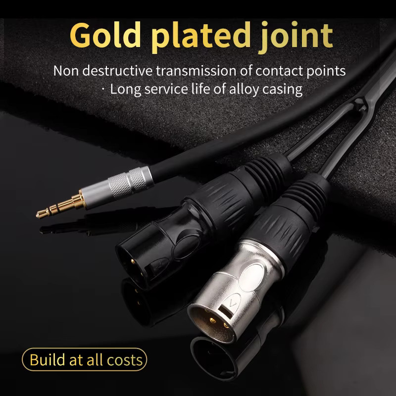Ruzuo Audio-Kabel 3,5mm Klinke auf Dual XLR mit OFC-Leitern und gewebter Abschirmung in Schwarz - Bild 2
