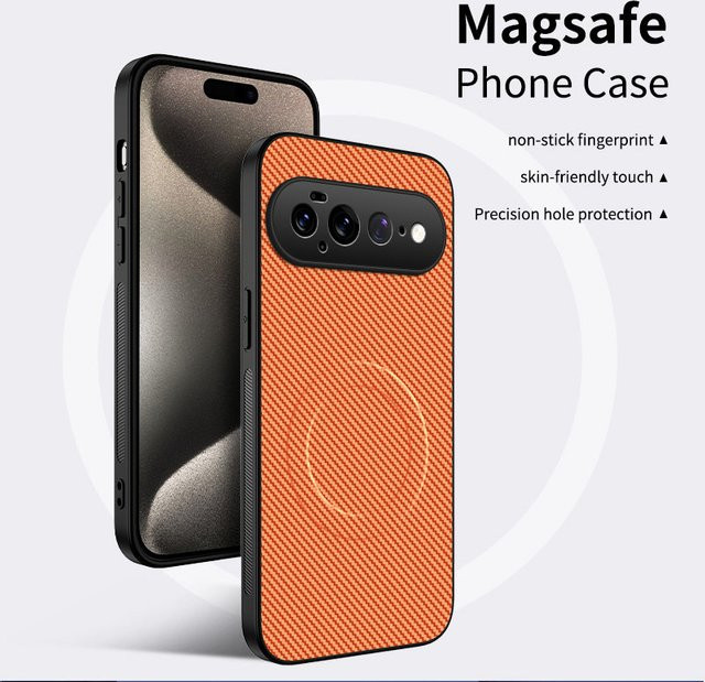 MagSafe kompatible Schutzhülle aus hartem PC mit Carbonfaser-Textur für Google Pixel in Blau - Bild 1