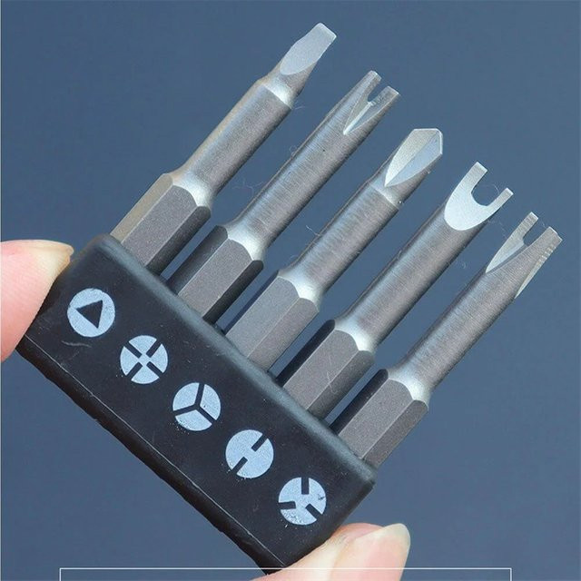 Magnetisches Schraubendreher-Bit-Set mit Y-, U-förmigen Dreieck- und Sicherheitsspitzen in Grau und Silber für Reparaturen und Bohrmaschinen-Zubehör - Bild 1
