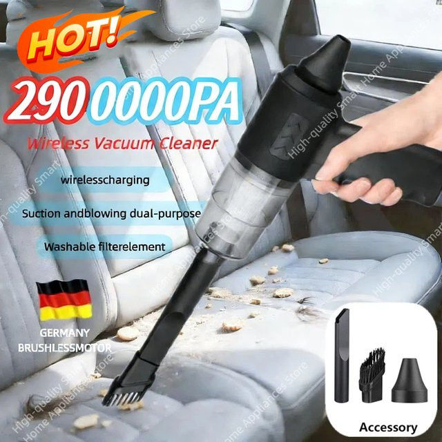 XMSJ Kabelloser Hochleistungs-Autostaubsauger 120W, Tragbarer 3-in-1 Handstaubsauger in Schwarz - Bild 1