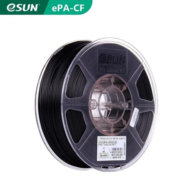 eSUN PA-CF Carbonfaser gefülltes Nylon Filament für FDM 3D-Drucker, 1,75 mm, Schwarz, 1 kg - Bild 1