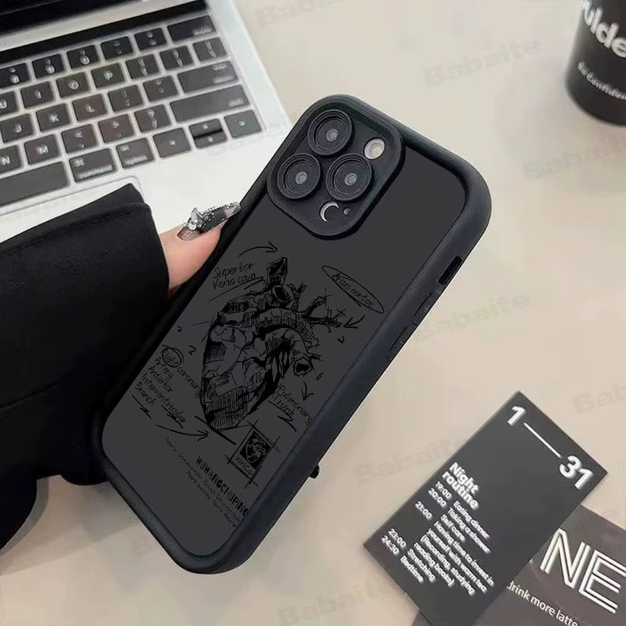 Stoßfeste Silikon-Handyhülle mit medizinischem Herz-Motiv für Apple iPhone 11 bis iPhone 17 Pro Max, Farbe: Schwarz - Bild 4