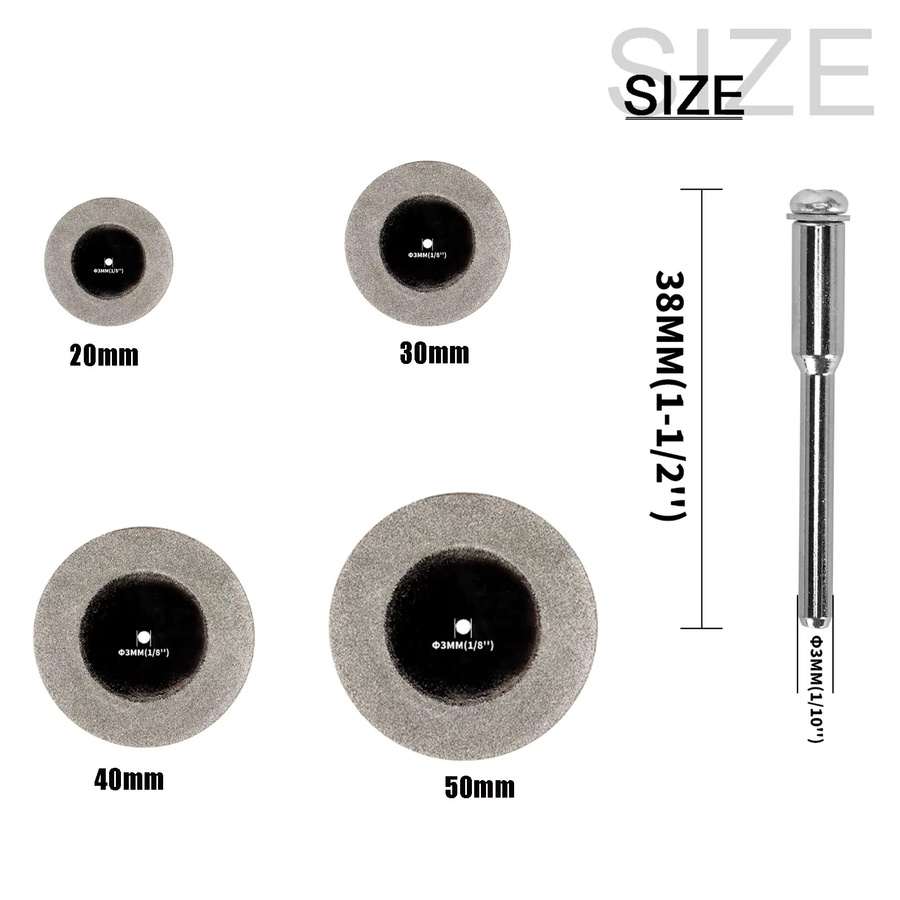 NuoDunco Diamant-Kreissägeblätter Set für Glas und Stein, 5er Set mit 20mm, 30mm, 40mm und 50mm Durchmesser - Bild 2