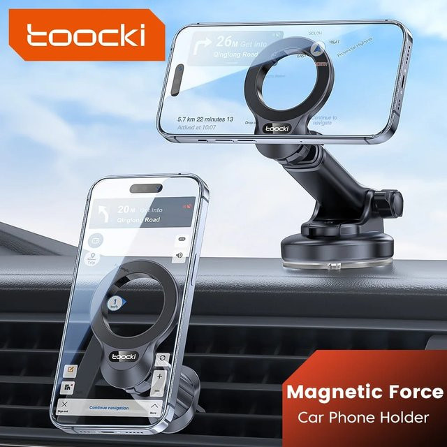 Toocki Magnetische Autotelefonhalterung für Lüftungsschlitze in Schwarz mit GPS-Unterstützung für iPhone, Samsung, Xiaomi, Huawei und Realme - Bild 1