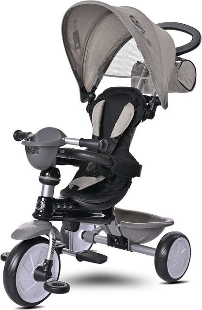 Lorelli Tricycle One 3 in 1 Dreirad mit Schiebestange EVA-Reifen hellgrau - Bild 1
