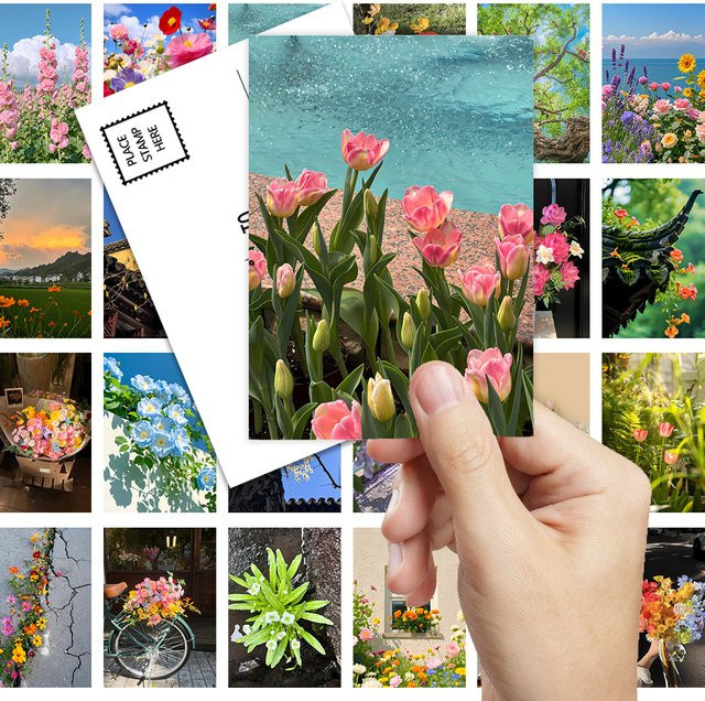 32 Stück Heilpflanzen-Postkarten-Serie mit botanischen Motiven in Mehrfarbig, rechteckige Papier-Postkarten zur Dekoration - Bild 1