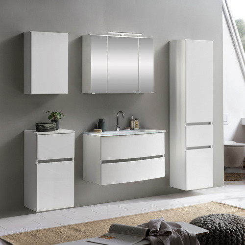 HELD MÖBEL Waschtisch-Set KOPENHAGEN in Weiss, 8-teilig, modern mit LED-Beleuchtung und Soft-Close-Türen, B/T/H: 180 x 40 x 35 cm - Bild 2