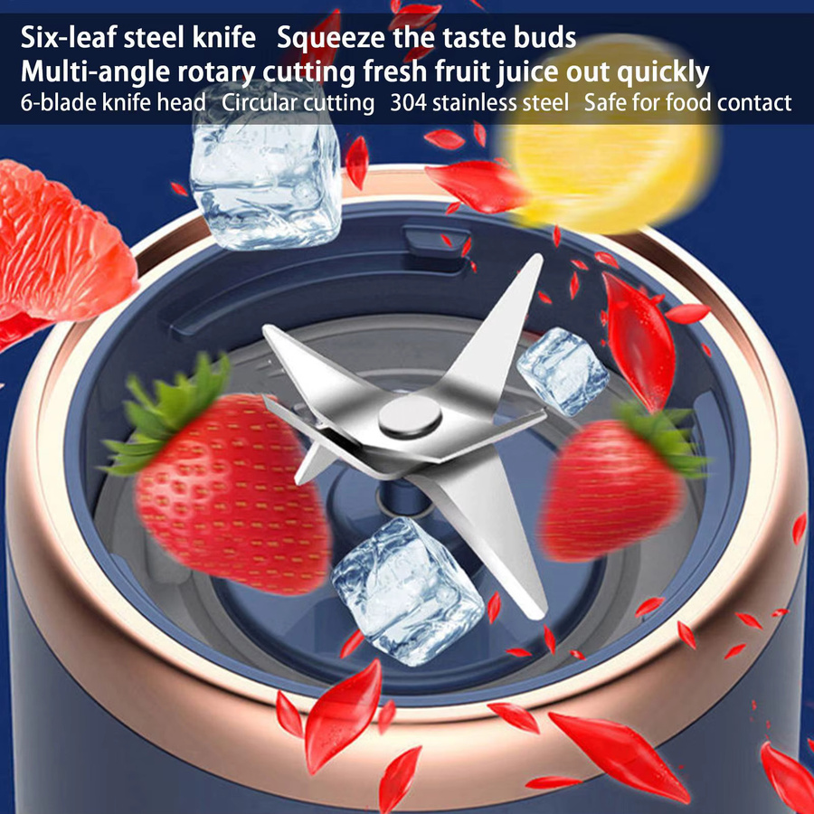 Tragbarer elektrischer Mixer in Blau, 40 W, USB wiederaufladbarer kabelloser Entsafter für Smoothies, Milchshakes und Säfte - Bild 4
