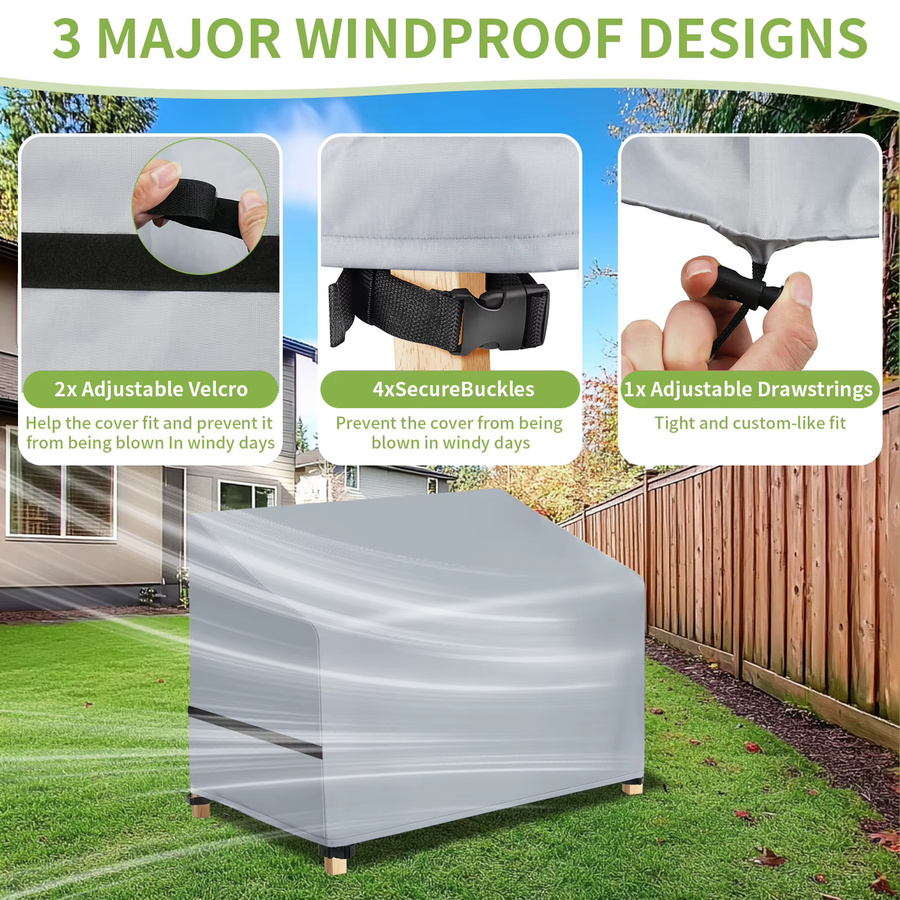 Wasserdichte Gartenstuhl-Abdeckungen aus Polyester für Gartenmöbel in Schwarz und Grau - Bild 4