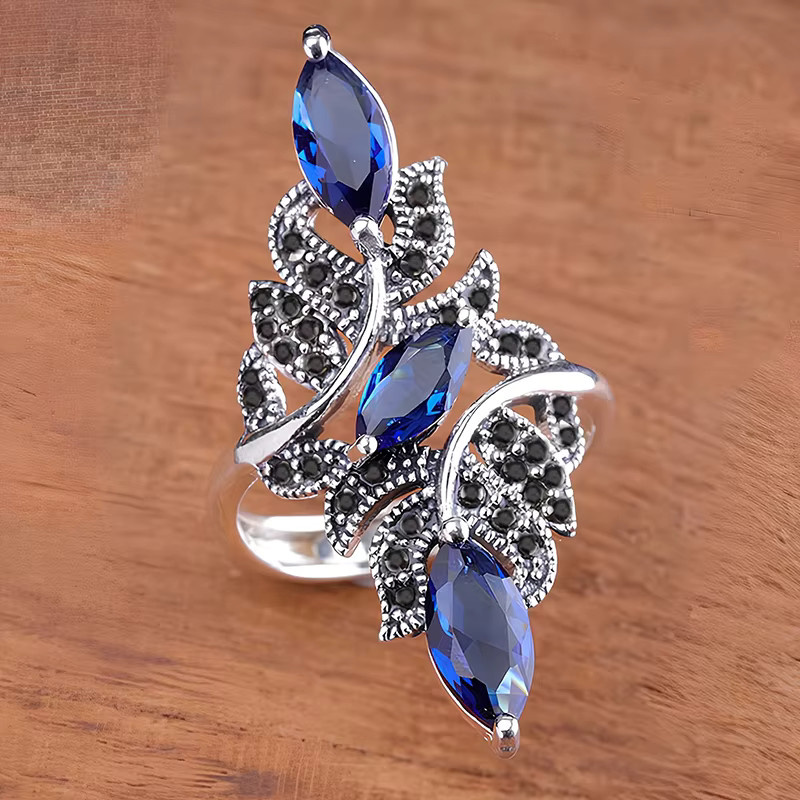 Huitan Ring Damen, Silber, Zirkonia, Marquise-Design - Bild 2
