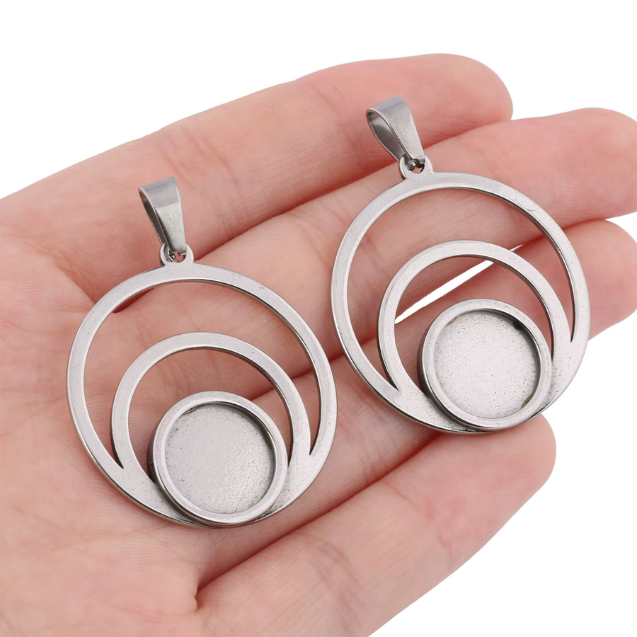 onwear Doppelring-Basisschablonen Edelstahl, 12 mm, für DIY-Anhänger - Bild 2