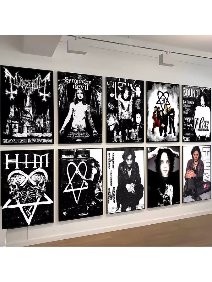 Anime Poster Rock H-hIM Band Wanddekoration aus weißem Kraftpapier mit Klebefläche, B/H: 15 x 15 cm - Bild 7