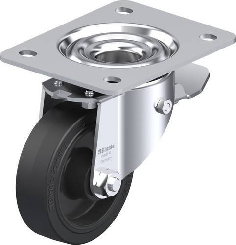 Blickle Lenkrolle LK-POEV 100R-3-ST mit Feststeller, Rad-Durchmesser: 10 cm, Tragfähigkeit: 200 kg, Farbe: Schwarz/Silber - Bild 1