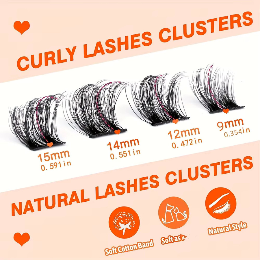 7 Stück Cluster-Wimpern, Black, Natürlich, Unisex - Bild 3