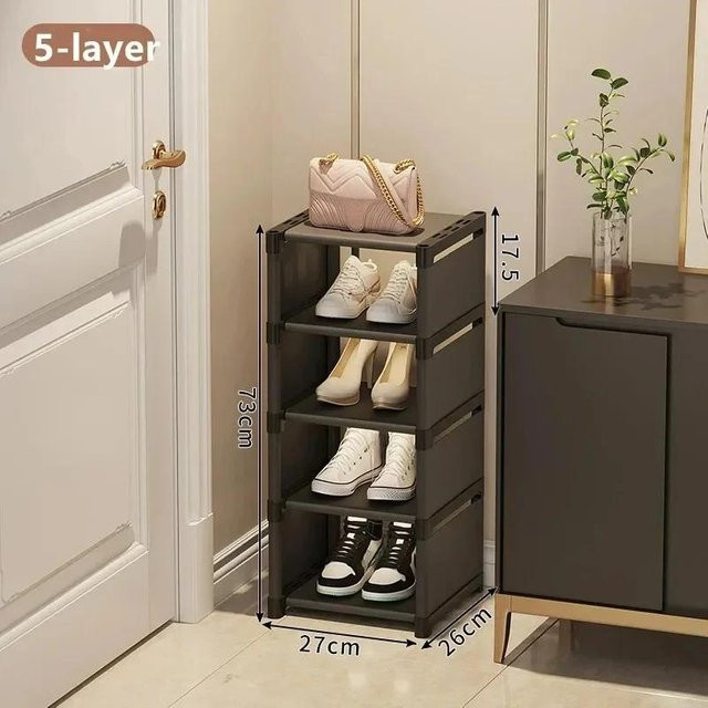 xly1818 Schuhregal Organizer Schwarz, Einstellbarer und Stapelbarer Schuh Organizer aus Kunststoff für Wand oder Ecke - Bild 1