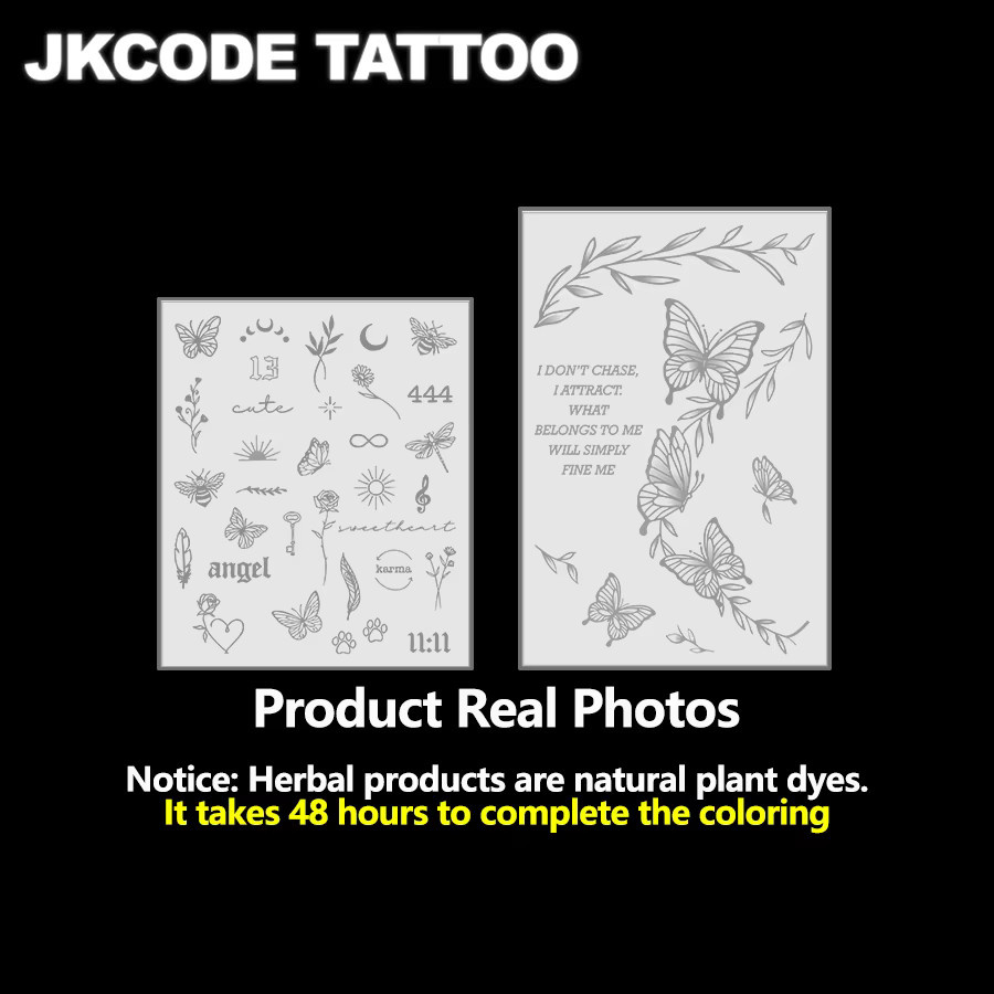 JKCODE TATTOO Temporäre Tattoos, Schmetterlinge und Blätter, Unisex - Bild 2