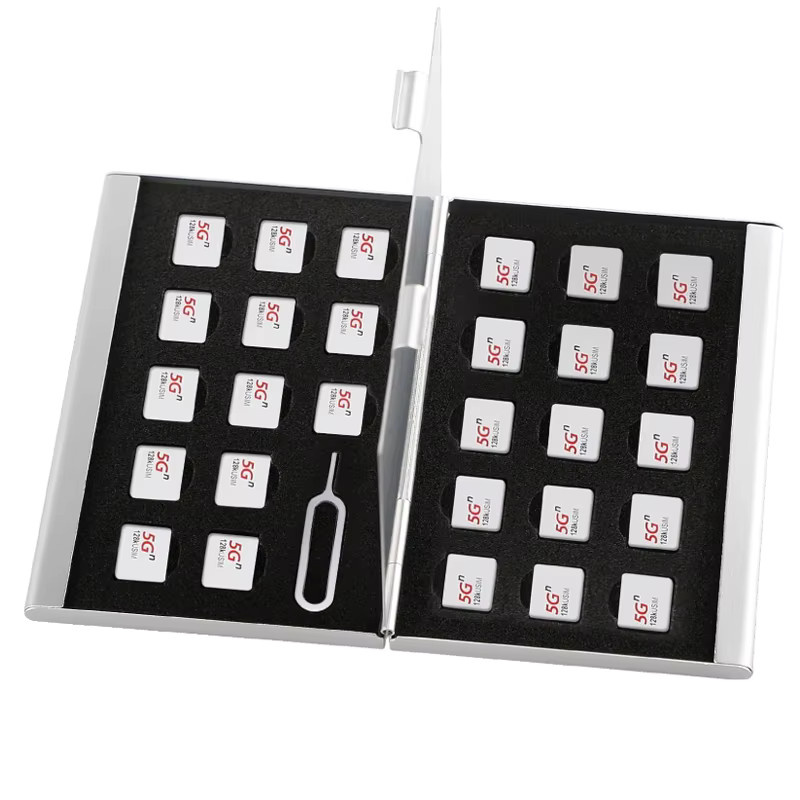 v4sim cases Nano-SIM-Kartenhalter Organizer in Silber mit 26/28/30 Fächern und Auswurfstift-Schlitz als schlankes Reiseetui - Bild 2