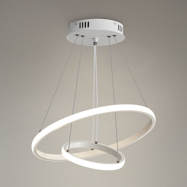 Mckalen LED-Pendelleuchte in Weiß, moderne zweikreisige Hängelampe für Wohnzimmer und Schlafzimmer - Bild 1