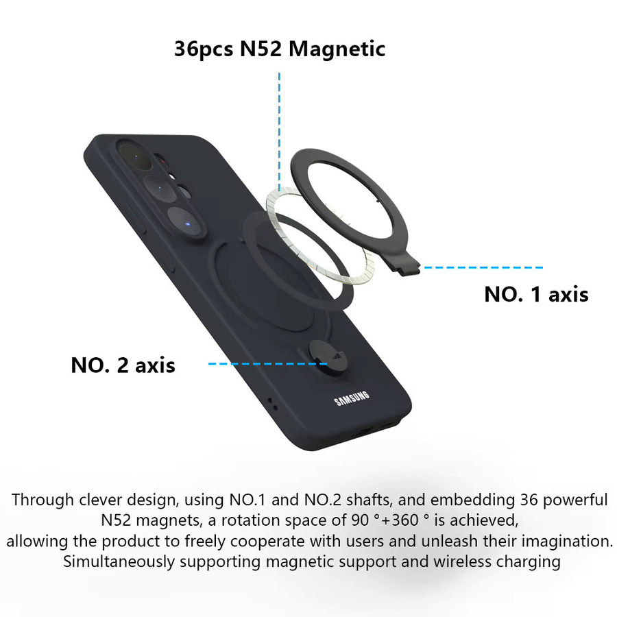 MagSafe Magnetische Silikon-Schutzhülle mit 360 Grad drehbarer Halterung für Samsung Galaxy S26 S25 S24 S23 Ultra A57 A56 A55 5G in Blau oder Schwarz - Bild 2