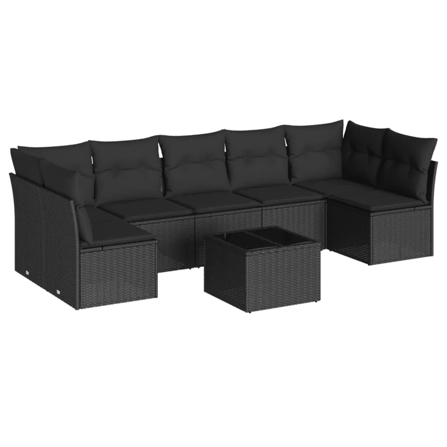 vidaXL 8-tlg Garten-Sofagarnitur mit Kissen aus Poly-Rattan in Schwarz Modell 53 - Bild 2