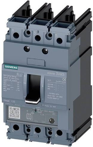 Siemens 3VA5110-6EC31-0AA0 Leistungsschalter in Grau mit einem Einstellbereich von 100 - 100A und einer maximalen Schaltspannung von 690 V/AC - Bild 1