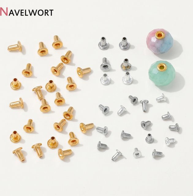 Ohrstecker 14K vergoldet, Messingperlen, Perlohr-Abdeckkappen - Bild 1