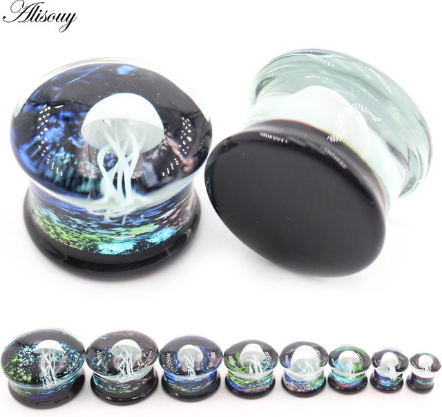 Alisouy Ohrstöpsel Glas, Weiß, Unisex, 8-25mm - Bild 1