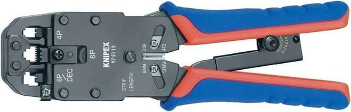 Knipex Crimpzange für Modularstecker RJ10, RJ11, RJ12, RJ45 aus Chrom-Vanadium-Stahl in Multicolor - Bild 2