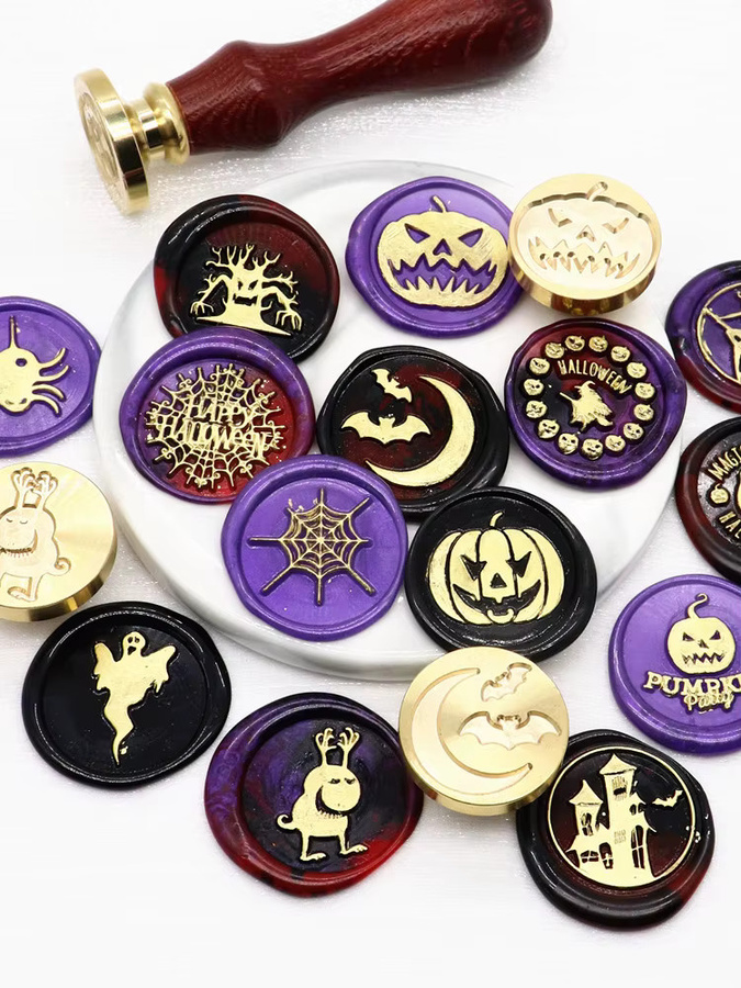EASTSHANER Halloween Wachssiegelstempel Kopf Retro Vintage Siegelstempel 25 mm Multicolor - Bild 7