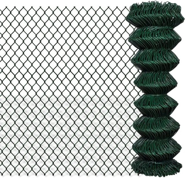 vidaXL Maschendrahtzaun aus Stahl mit PVC-Beschichtung in Grün, Höhe: 125 cm, Länge: 15 m - Bild 1