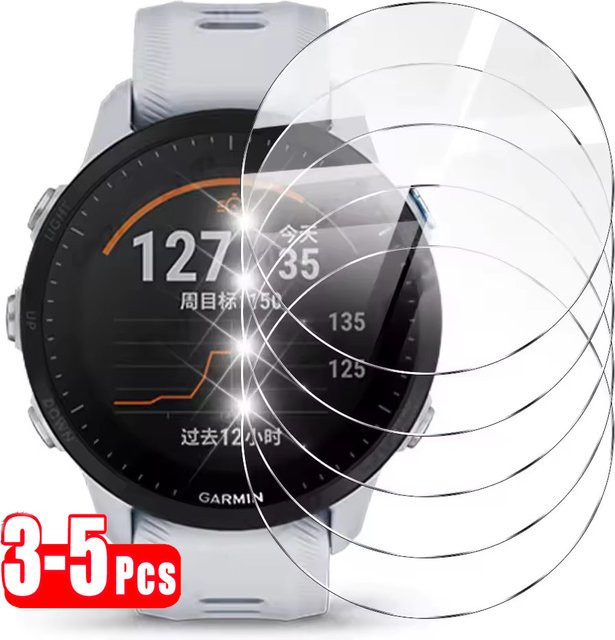 Set aus 3 bis 5 Displayschutzfolien aus gehärtetem Glas für Garmin Forerunner 955 945 255 245 Musik 55 in Transparent - Bild 1
