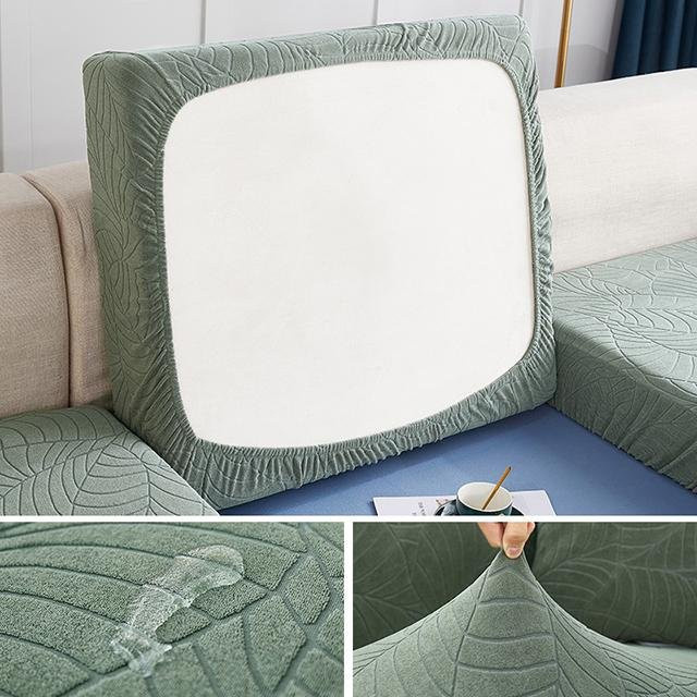 BRHUIXUE Wasserdichter L-förmiger Sofa-Sitzkissenbezug in Grün, elastischer Ecksesselbezug aus Jacquard-Polyester für dein Wohnzimmer, Größe S - Bild 1