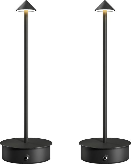HOMCOM Set aus 2 dimmbaren LED Tischlampen mit USB-Wiederaufladung und Touch-Steuerung in Schwarz - Bild 1